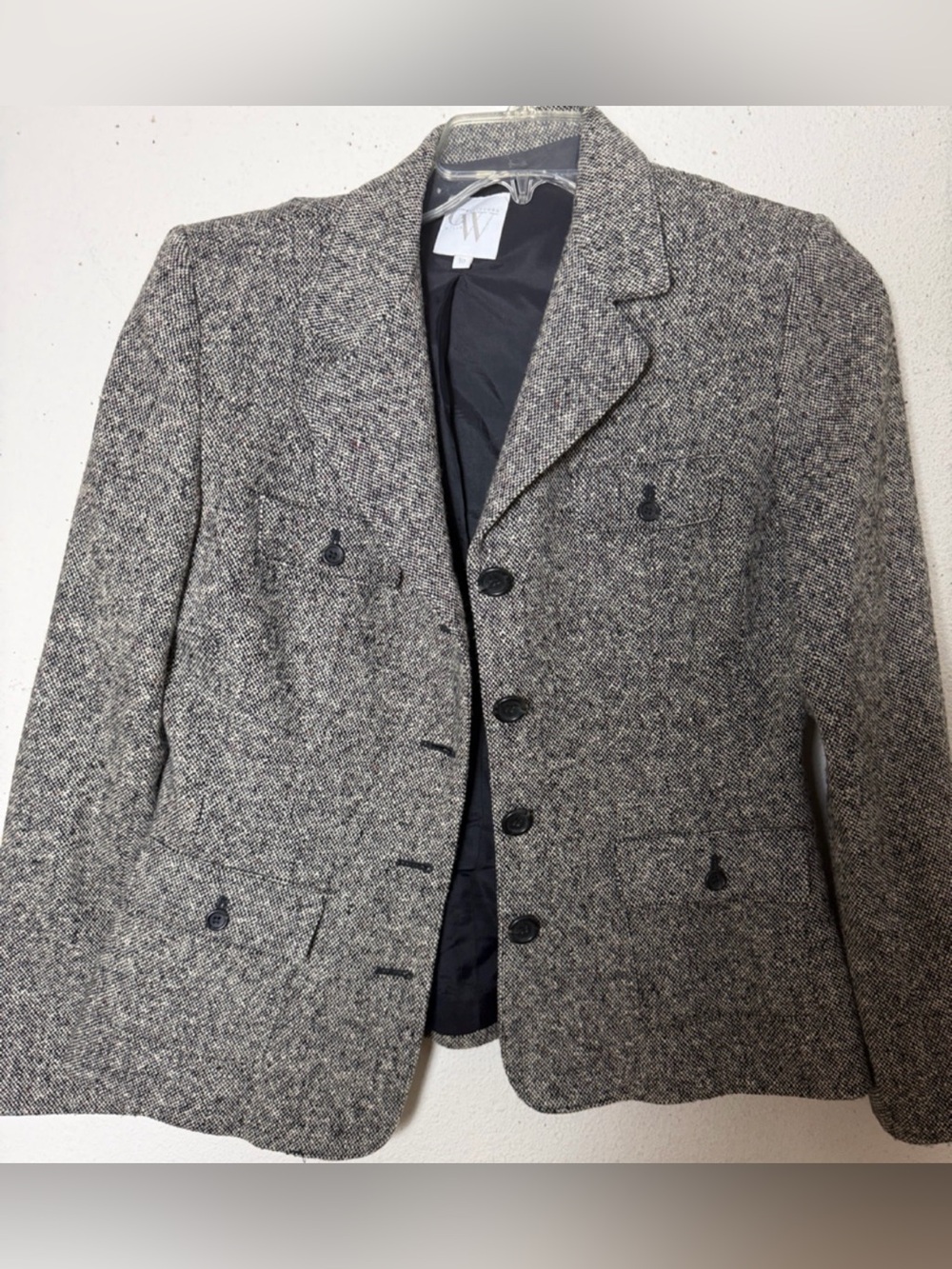 Vintage Clifford and Wills Wool-Blend Herringbone Blazer - Gray 10